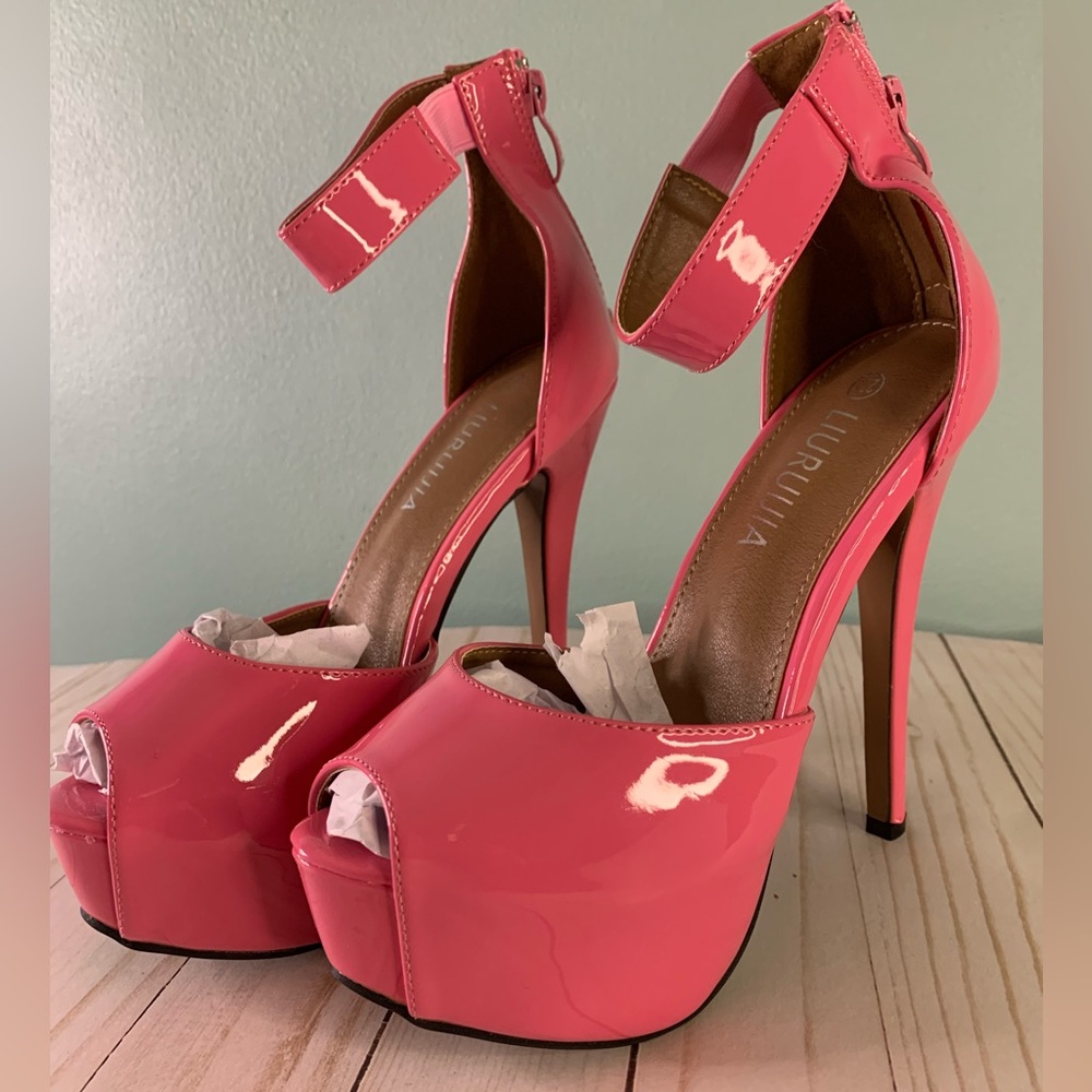 Platform stiletto heel sandals with ankle strap